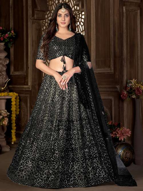 embroidered flared lehenga choli with dupatta - 20007529 - Very Small Image - 1