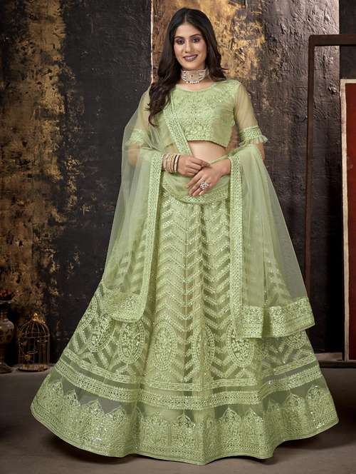 embroidered flared lehenga choli with dupatta - 20007536 - Very Small Image - 1