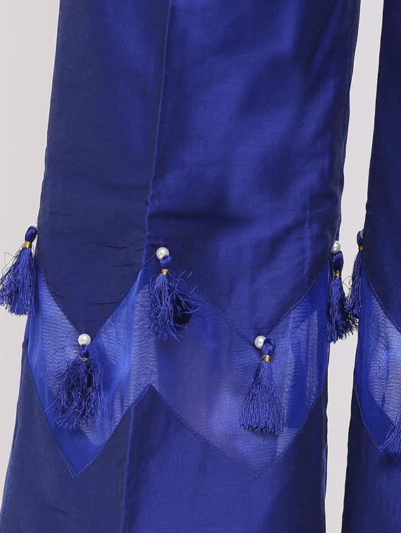 blue silk blend palazzos - 20007656 - Zoom Image - 5