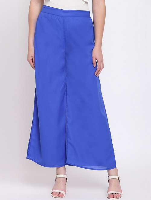 blue polyester palazzos - 20007663 - Very Small Image - 1