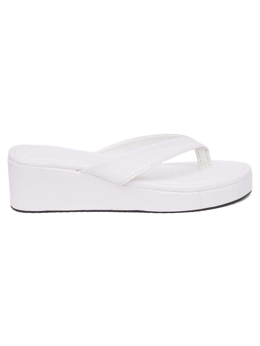 white leatherette slip on sandals - 20018182 - Zoom Image - 2