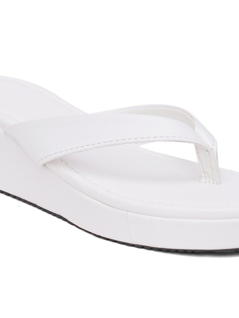white leatherette slip on sandals - 20018182 - Zoom Image - 3