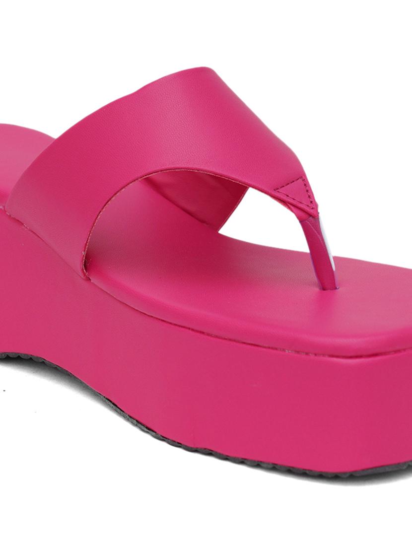 pink leatherette slip on sandals - 20018211 - Zoom Image - 3
