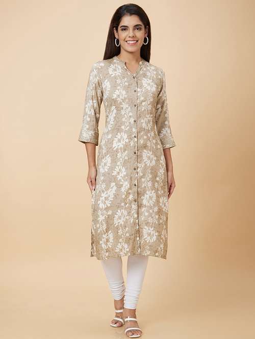 women brown viscose straight kurta - 20019006 - Very Small Image - 1