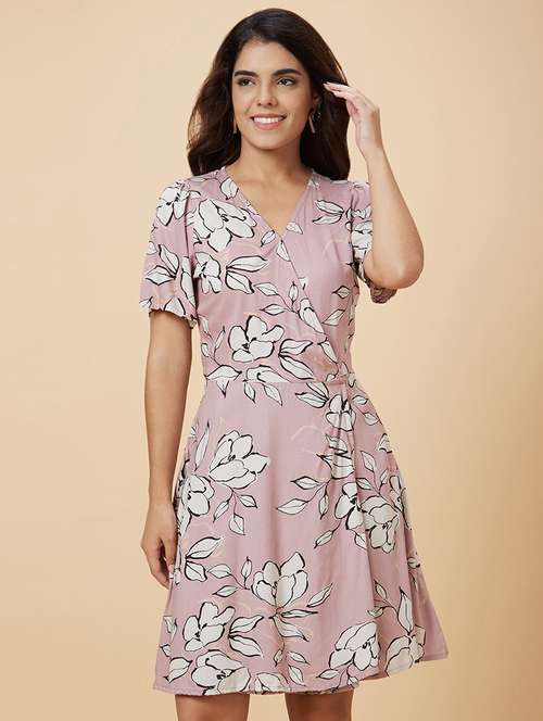 women's wrap floral dress - 20019013 - Very Small Image - 1