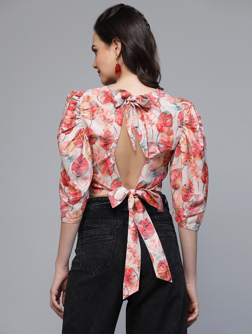 women's crop round neck top - 20019285 - Zoom Image - 3