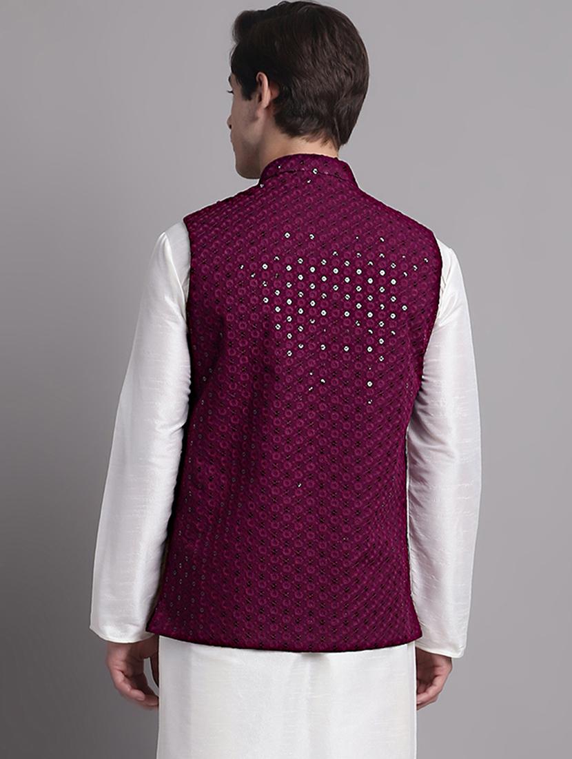 purple rayon nehru jacket - 20038926 - Zoom Image - 2