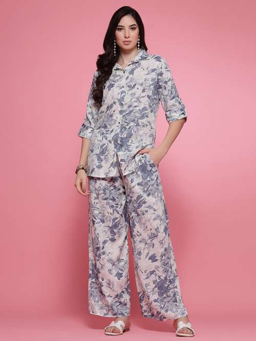 white printed top and trouser set co-ord - 20078312 - Very Small Image - 1