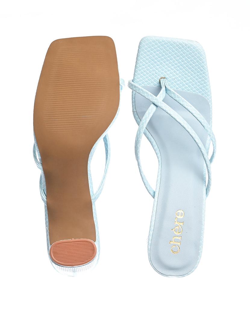 blue textured slip on block heel - 20088847 - Standard Image - 5