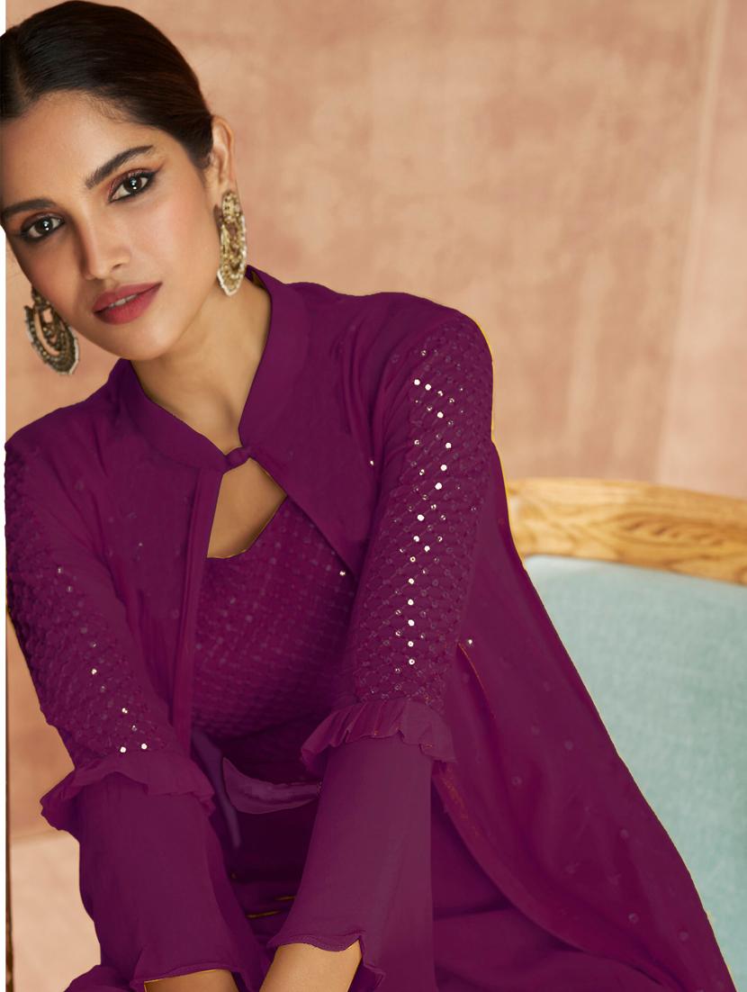 self design semi-stitched sharara suits - 20098229 - Zoom Image - 3