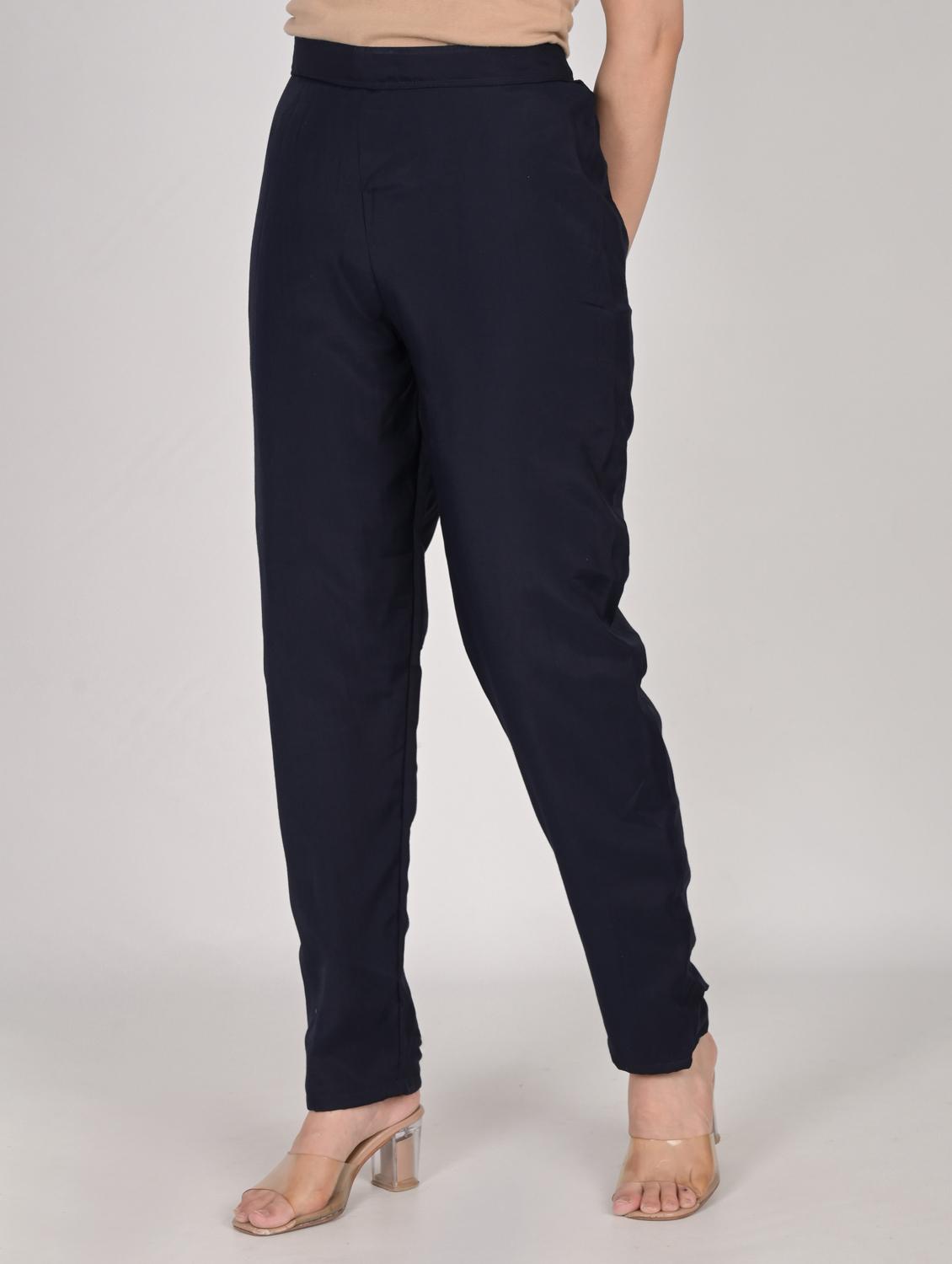 navy blue round neck kurta pant set with dupatta - 20115252 - Zoom Image - 4