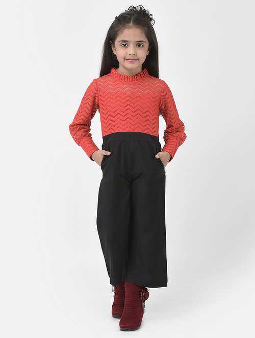 girls red & black full length jumpsuit  - 20115706 - Very Small Image - 1