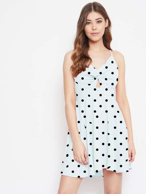 white polka dot shoulder strap a-line dress - 20127158 - Very Small Image - 1