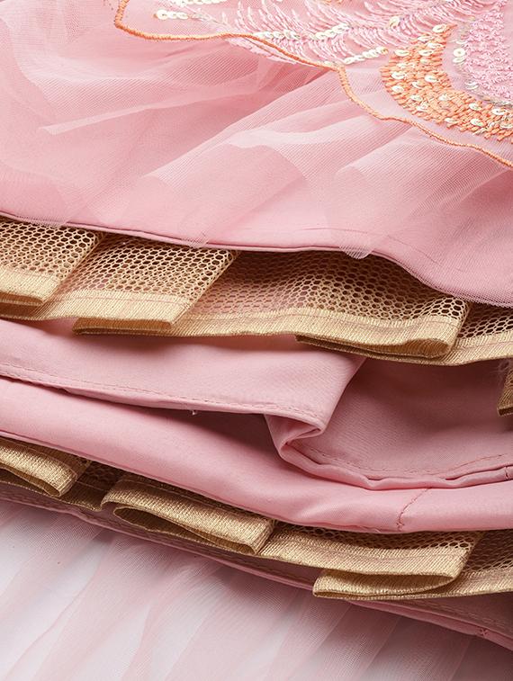 pink embroidered flared lehenga - 20133333 - Standard Image - 5