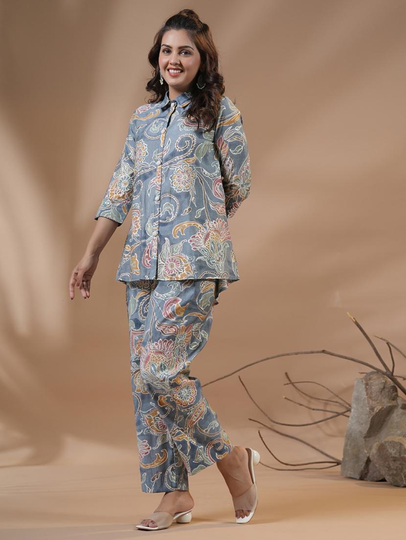women printed shirt and trouser co-ord set - 20136821 - Zoom Image - 2