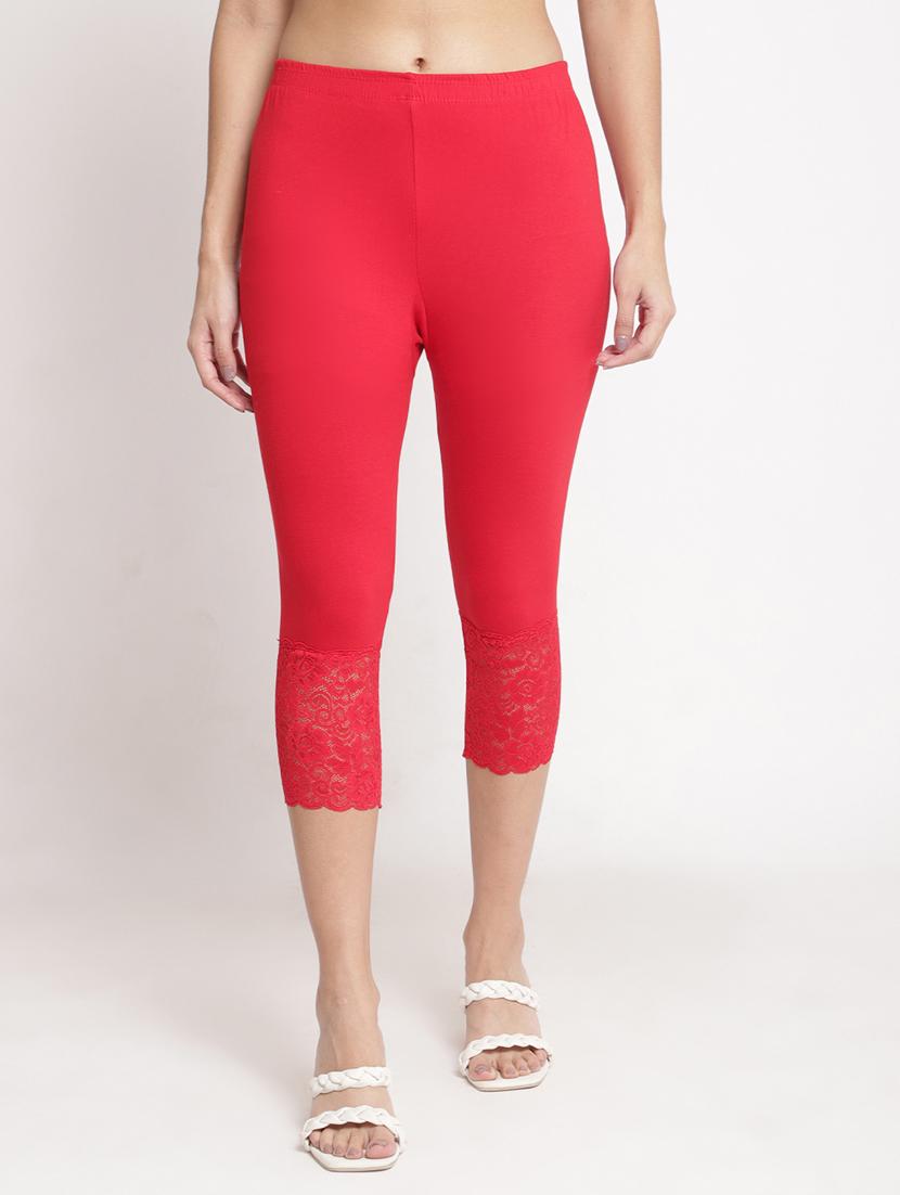 pack of 3 solid lace detailed capris - 20148489 - Zoom Image - 1