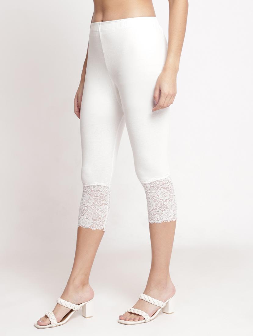 pack of 3 solid lace detailed capris - 20148506 - Zoom Image - 2