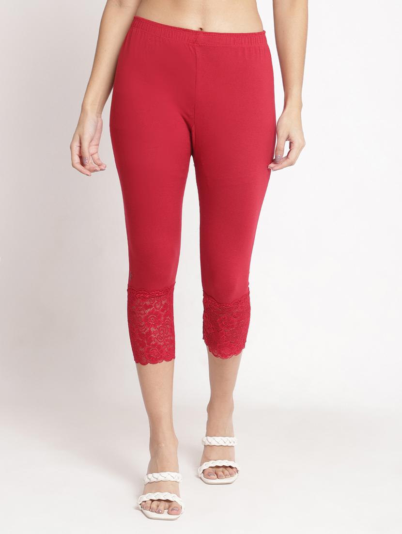 pack of 3 solid lace detailed capris - 20148577 - Zoom Image - 3