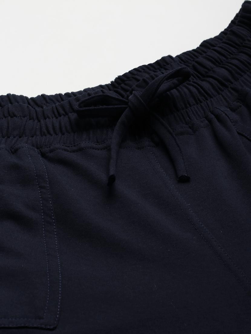 plus size blue solid cargo trouser - 20152933 - Standard Image - 4