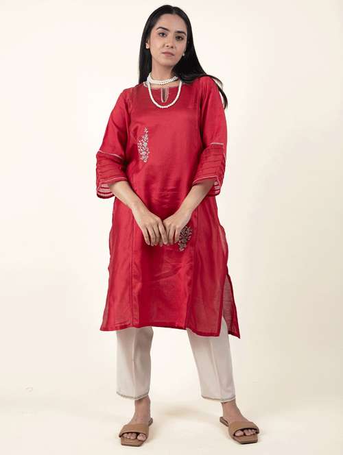 women's straight kurta - 20155536 - Very Small Image - 1
