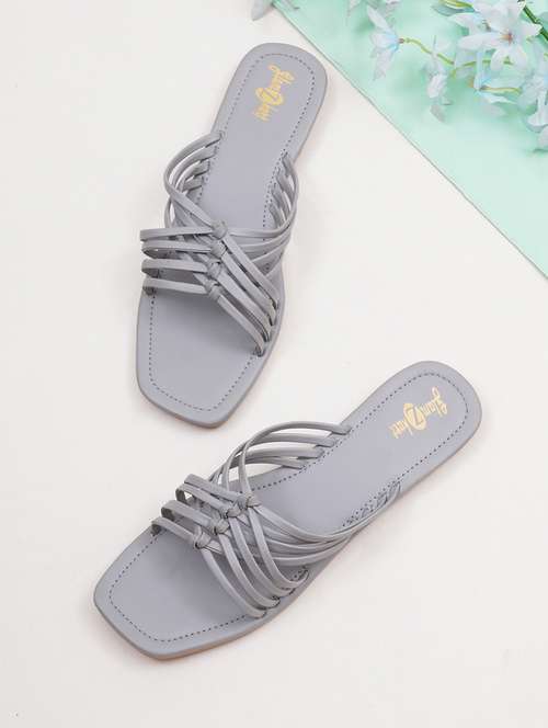 grey synthetic flat forms sandals - 20160164 - Very Small Image - 1