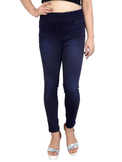 dark blue solids high rise jeggings - 20166532 -  Standard Image - 0