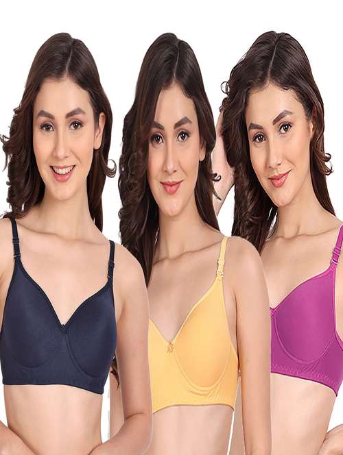 pack of 3 solid multi coloredn regular bra - 20170941 - Very Small Image - 1