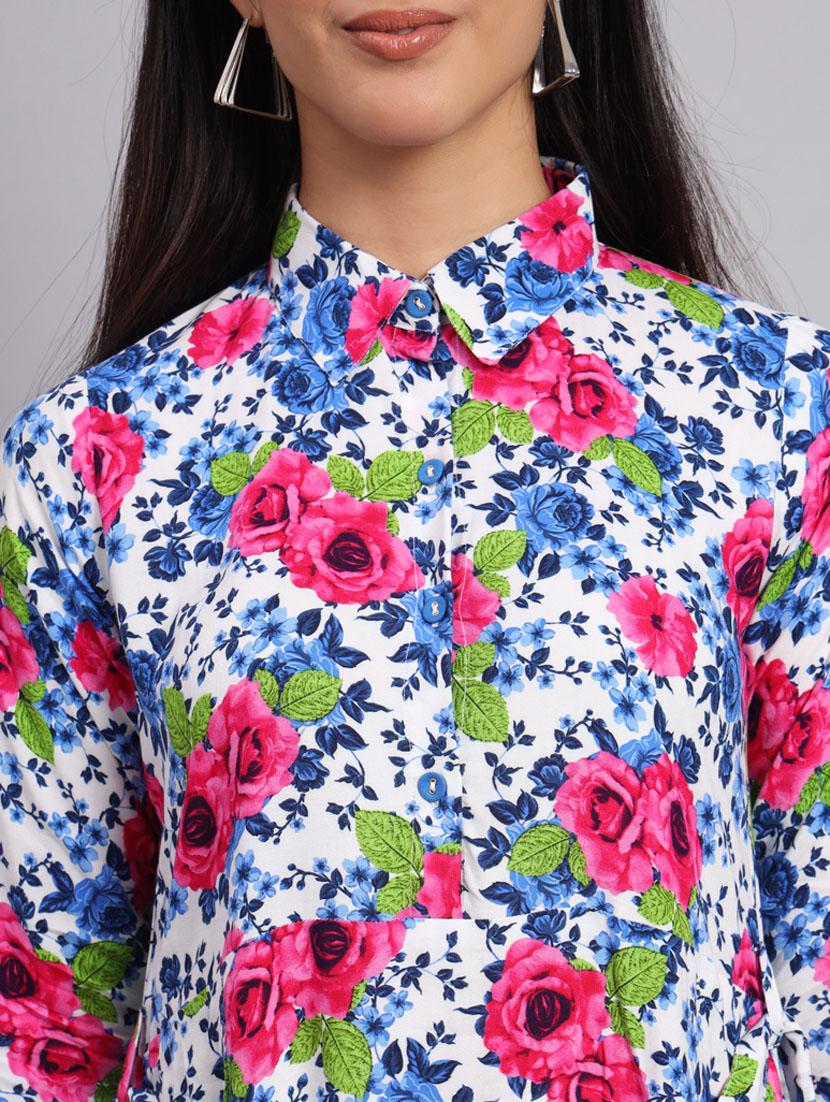 floral printed fit & flared ethnic dress - 20173780 - Standard Image - 5