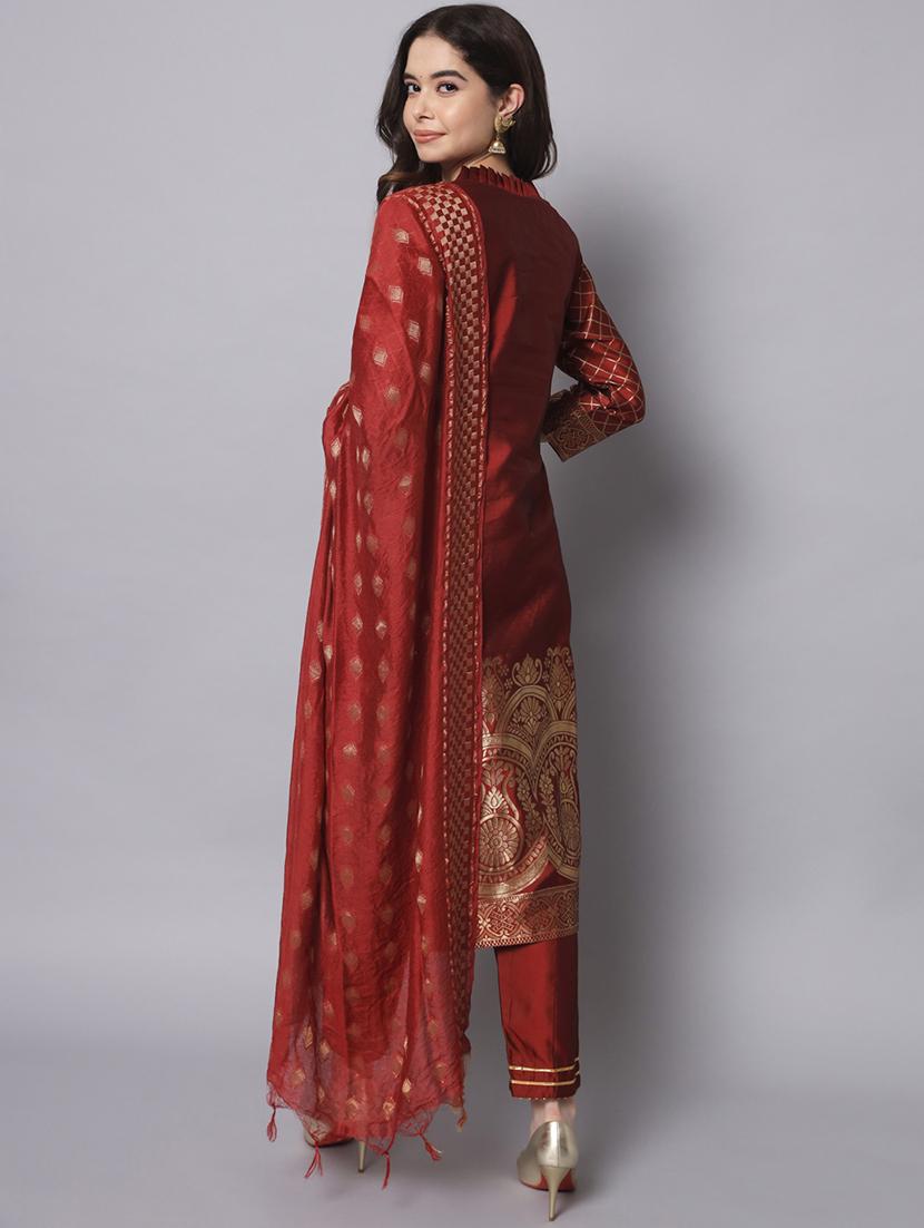 self design kurta pant set with dupatta - 20195320 - Standard Image - 2