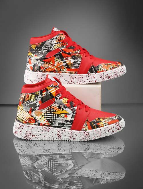 men graphic printed red lace up sneaker - 20245825 - Very Small Image - 1