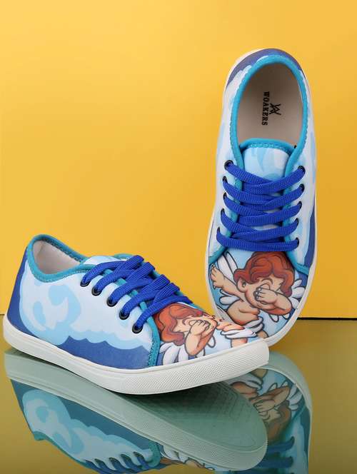 men graphic printed blue lace up sneaker - 20245826 - Very Small Image - 1