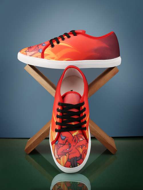 men graphic printed red lace up sneaker - 20245828 - Very Small Image - 1