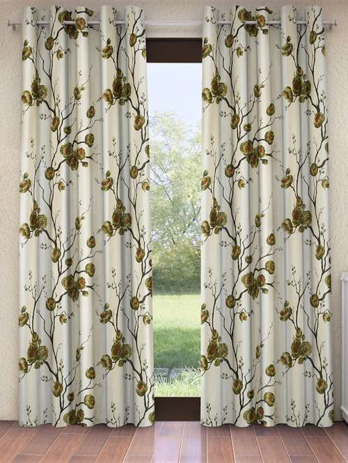 fashion string 2 pieces 3d tulips eyelet polyester door curtains - 20246904 - Very Small Image - 1