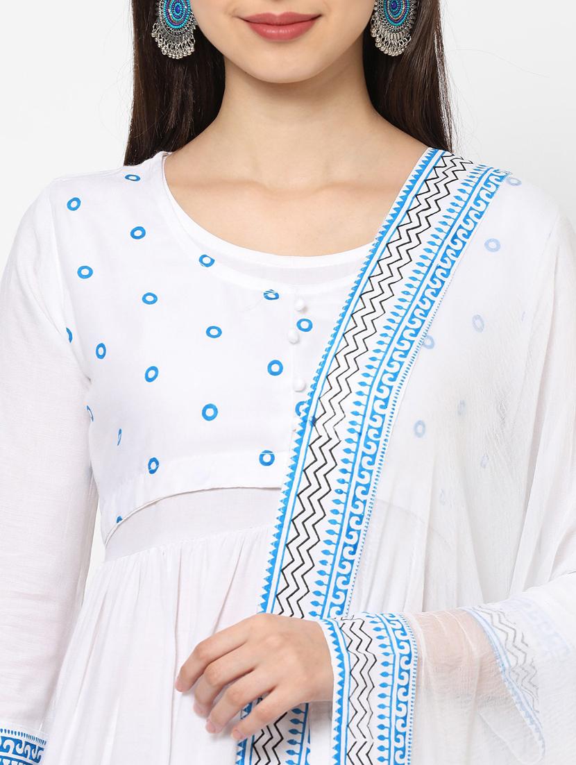 white colored kurta dupatta set - 20255593 - Standard Image - 5