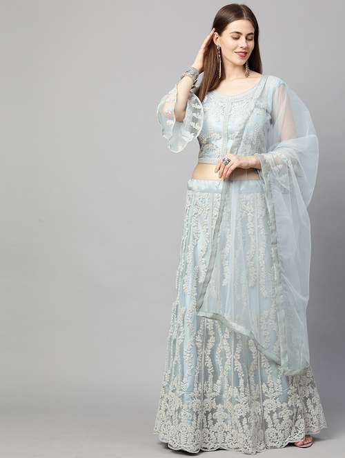 purist blue colored flared lehenga - 20256144 - Very Small Image - 1