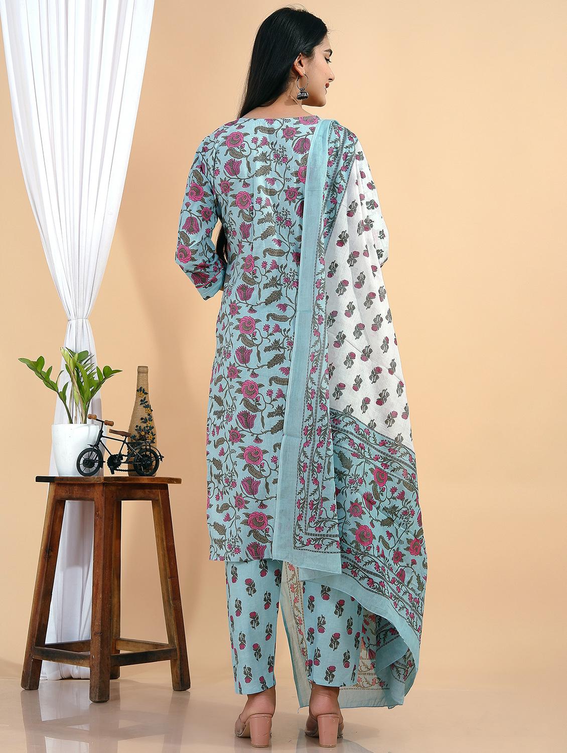 light blue colored kurta pant set - 20265651 - Standard Image - 3