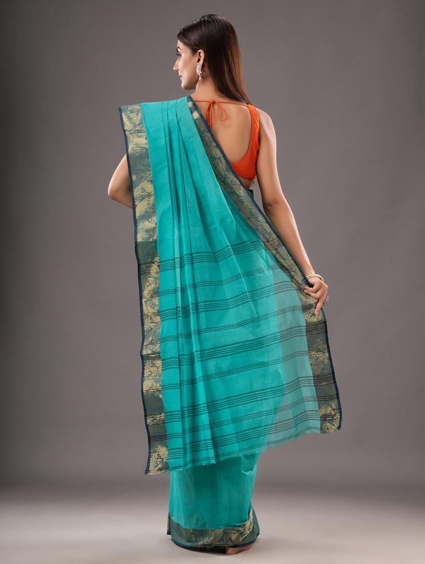 women's bordered green colored saree - 20266955 - Standard Image - 3