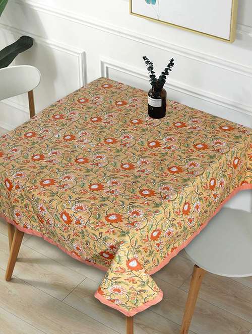 indhome life cotton square pack of 1  dining table cloth cover  4 seater, 60 x 60 inches - 20290169 - Very Small Image - 1