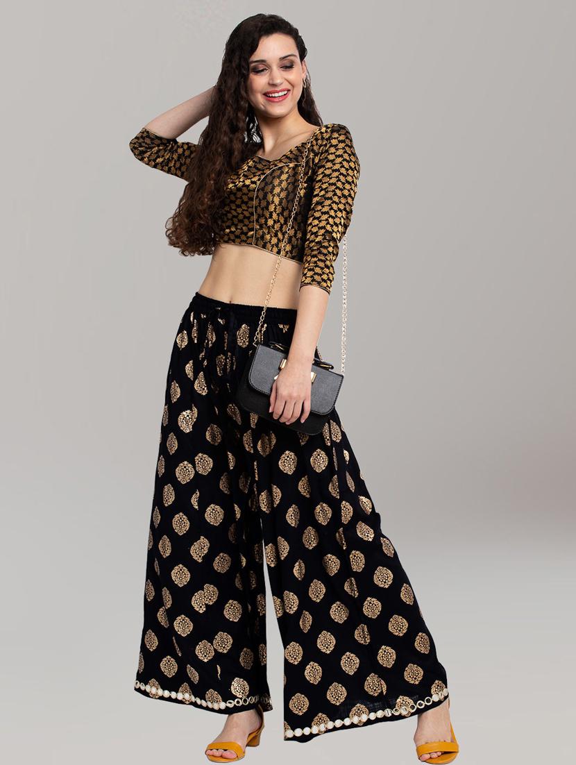 black foil print palazzo - 20300732 - Standard Image - 3