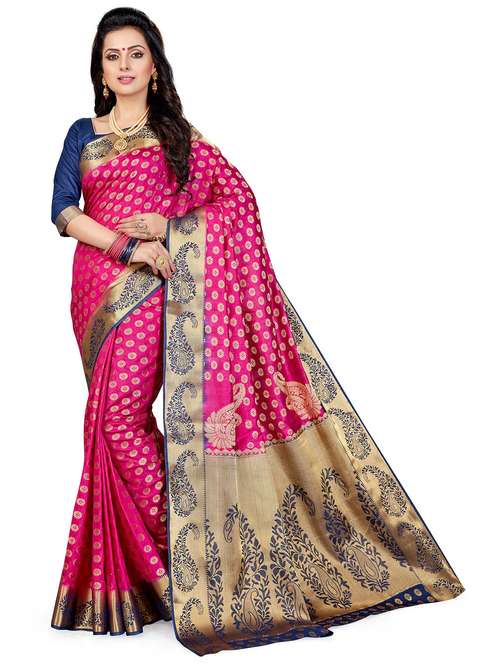 women's self design magenta colored saree with blouse - 20306302 - Very Small Image - 1