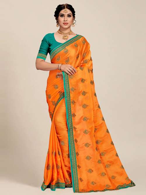 women's embroidered saree with blouse - 20307143 - Very Small Image - 1