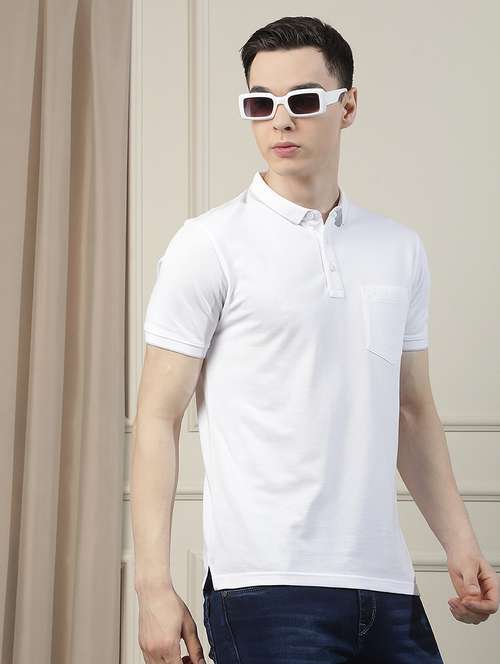 white solid polo neck t-shirt - 20311086 - Very Small Image - 1