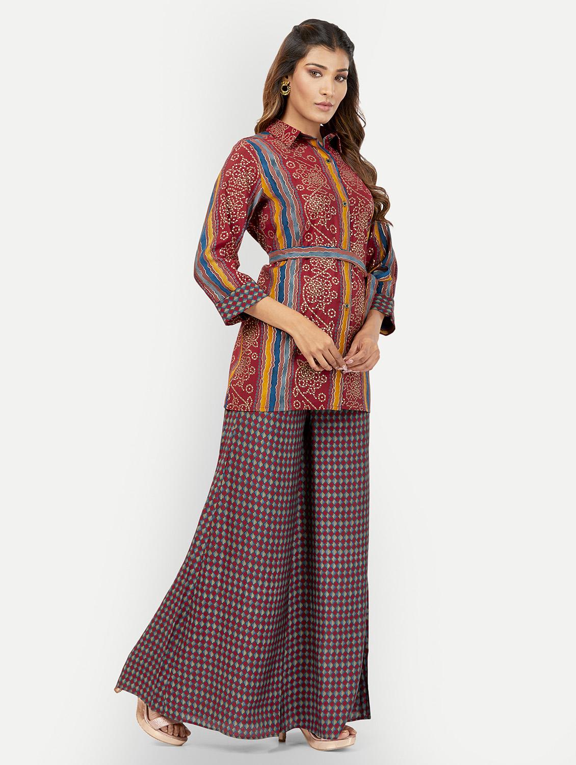 women multi color shirt collar co-ord sets - 20318833 - Zoom Image - 2