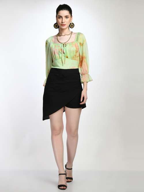 green tie & dyed square neck asymmetric dress - 20341022 - Very Small Image - 1