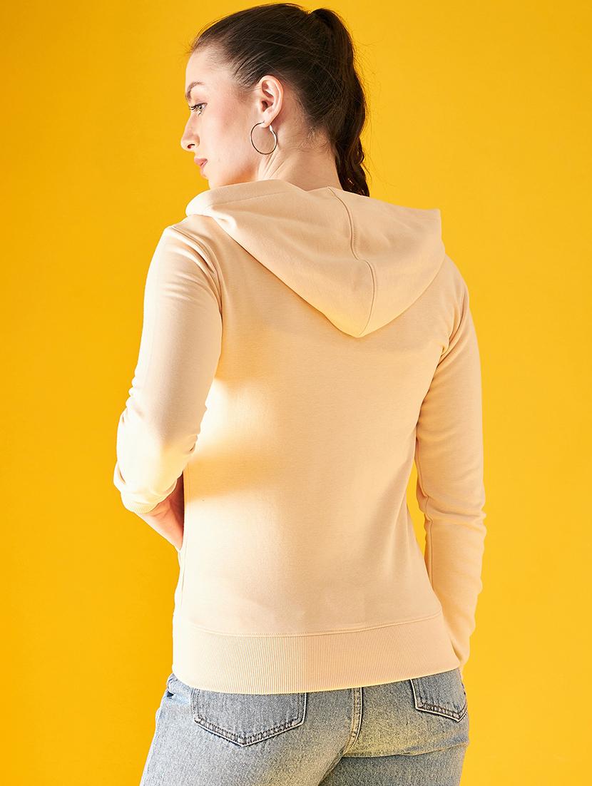 women's pure cotton solid hooded neck sweatshirt - 20345415 - Standard Image - 2