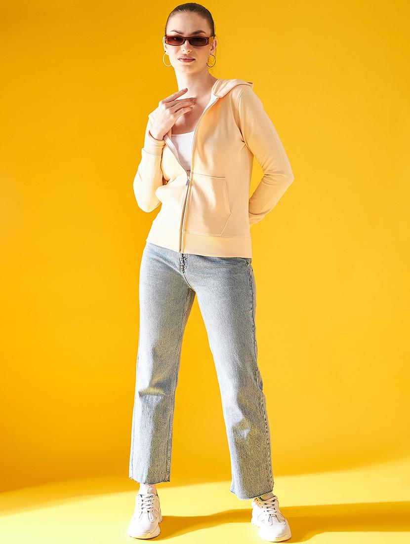 women's pure cotton solid hooded neck sweatshirt - 20345415 - Zoom Image - 3