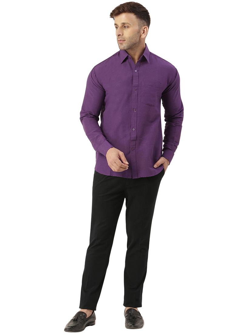 men pack of 2 solid and self designed cotton casual shirt - 20355566 - Zoom Image - 8