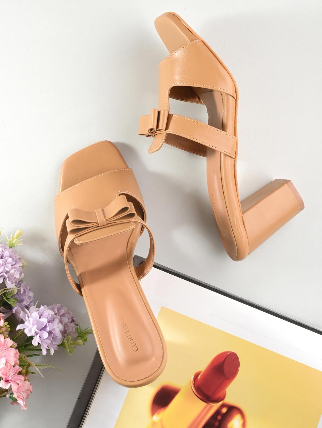 tan synthetic slip on sandals - 20363833 - Zoom Image - 4
