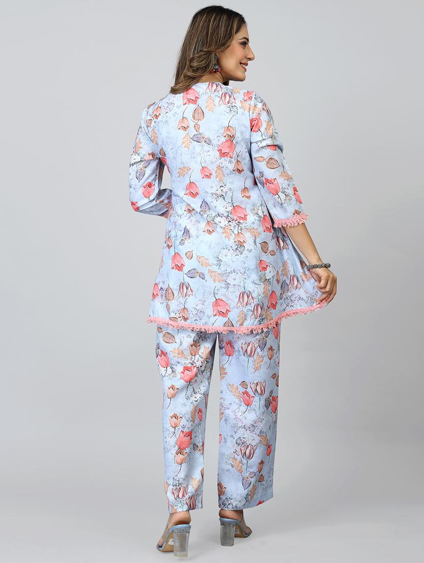 light blue floral printed co-ord set - 20369234 - Standard Image - 4