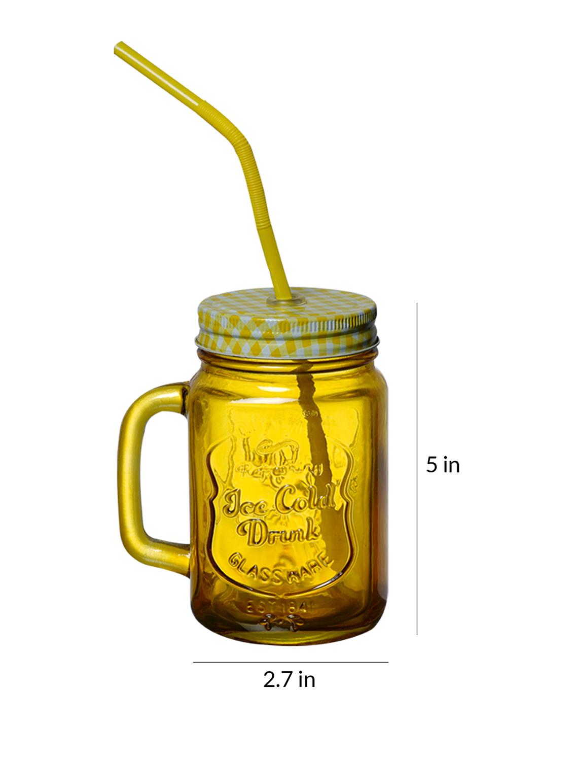 ceradeco 2 pcs assorted coloured mason jar set with straws 350 ml each - 20375192 - Standard Image - 4
